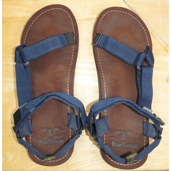 Barbour Men\'s Hilman Sandals Hook & Loop Adjustable Straps Navy Blue Size 12 main image 4